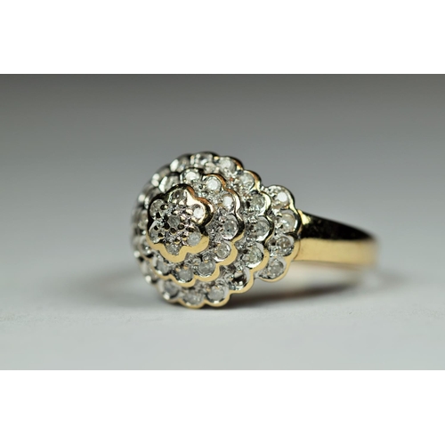 533 - 9ct Gold Multi Diamond set cluster ring. Finger size 'R-5'  3.9g. Approx 0.50pts of Diamonds. See ph... 