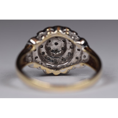 533 - 9ct Gold Multi Diamond set cluster ring. Finger size 'R-5'  3.9g. Approx 0.50pts of Diamonds. See ph... 