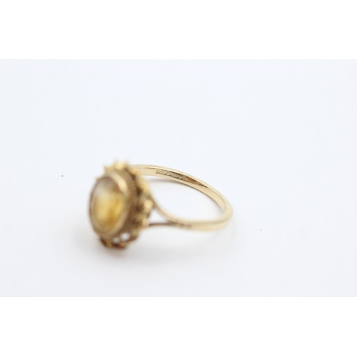 418 - 9ct gold vintage citrine solitaire statement ring (2.5g)     734519