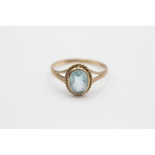 424 - 9ct gold blue topaz solitaire statement ring (1.6g)     734646