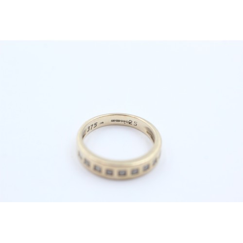 442 - 9ct gold diamond gypsy setting half-eternity ring (2.8g)     734496