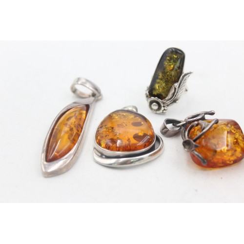 459 - 5 x .925 amber set jewellery including rings and pendants (61g)     914943