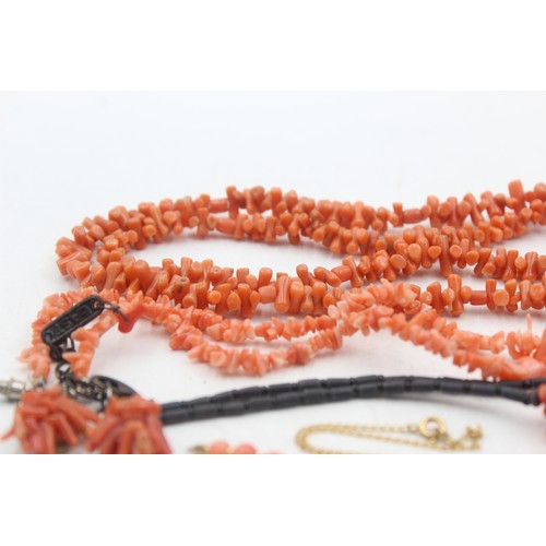 464 - 8 x coral jewellery including necklaces and earrings (109g)     271263