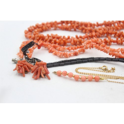 464 - 8 x coral jewellery including necklaces and earrings (109g)     271263