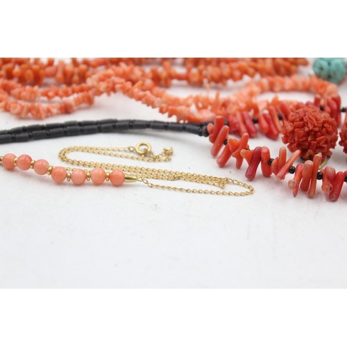 464 - 8 x coral jewellery including necklaces and earrings (109g)     271263