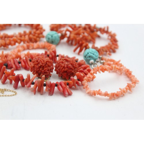 464 - 8 x coral jewellery including necklaces and earrings (109g)     271263