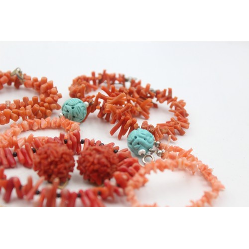 464 - 8 x coral jewellery including necklaces and earrings (109g)     271263