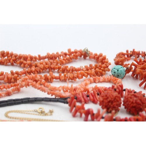 464 - 8 x coral jewellery including necklaces and earrings (109g)     271263