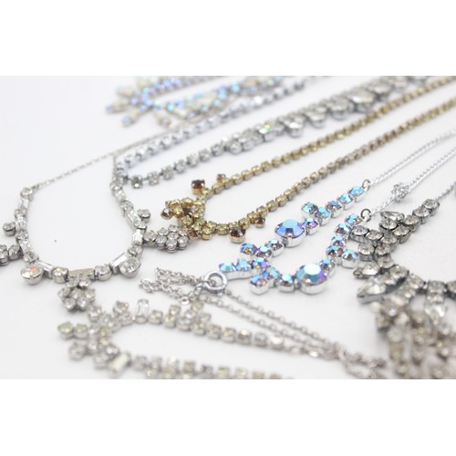 468 - 15 x true vintage and retro rhinestone necklaces (141g)     553180