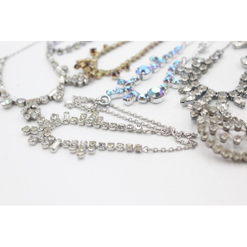 468 - 15 x true vintage and retro rhinestone necklaces (141g)     553180