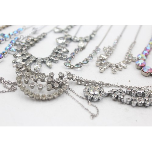 468 - 15 x true vintage and retro rhinestone necklaces (141g)     553180