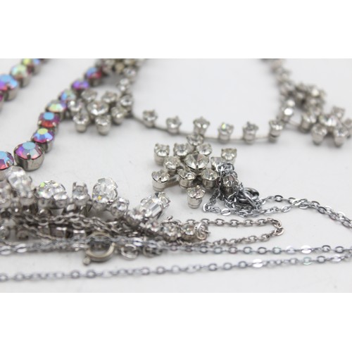 468 - 15 x true vintage and retro rhinestone necklaces (141g)     553180