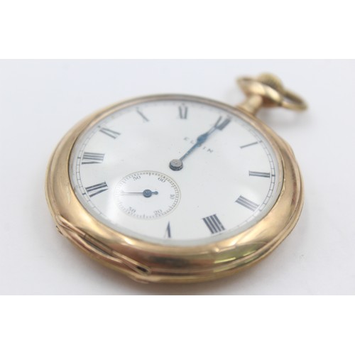 484 - Vintage Gents ELGIN Rolled Gold Open Face POCKET WATCH Hand-Wind 82g      SPARES & REPAIRS / PARTS &... 