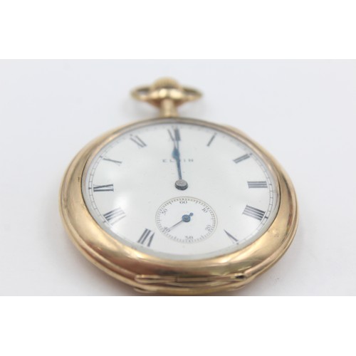 484 - Vintage Gents ELGIN Rolled Gold Open Face POCKET WATCH Hand-Wind 82g      SPARES & REPAIRS / PARTS &... 