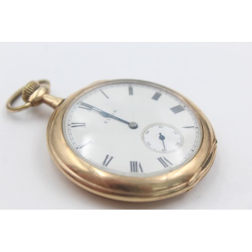 484 - Vintage Gents ELGIN Rolled Gold Open Face POCKET WATCH Hand-Wind 82g      SPARES & REPAIRS / PARTS &... 