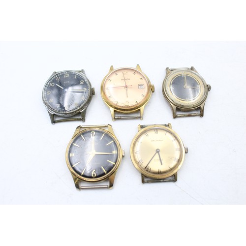 490 - 5 x Vintage Gents WRISTWATCH HEADS Hand-Wind Inc. ORIS, WALTHAM Etc.    SPARES & REPAIRS / PARTS & R... 