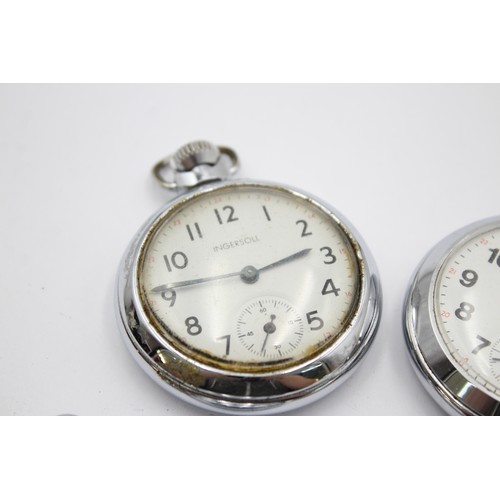 493 - 4 x Vintage Gents POCKET WATCHES Hand-Wind WORKING Inc. SMITHS, INGERSOLL Etc.     349396