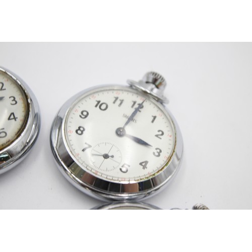 493 - 4 x Vintage Gents POCKET WATCHES Hand-Wind WORKING Inc. SMITHS, INGERSOLL Etc.     349396