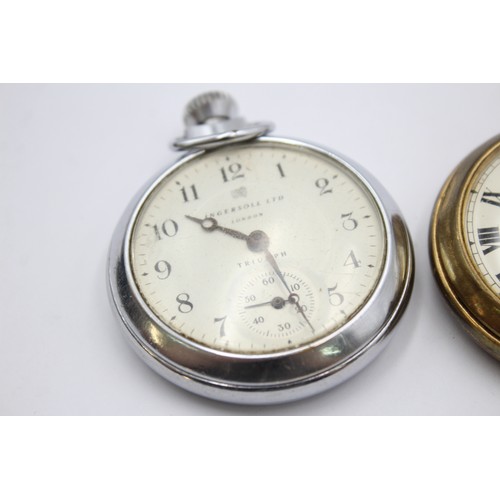 502 - 3 x Vintage Gents POCKET WATCHES Hand-Wind WORKING Inc. SMITHS, INGERSOLL Etc.     349394