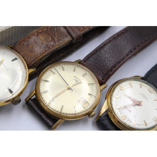 503 - 3 x Vintage Gents Gold Tone WRISTWATCHES Hand-Wind WORKING Inc. KIENZLE Etc.     117122