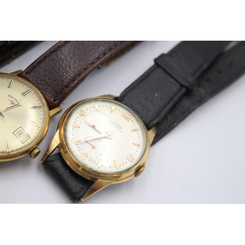 503 - 3 x Vintage Gents Gold Tone WRISTWATCHES Hand-Wind WORKING Inc. KIENZLE Etc.     117122