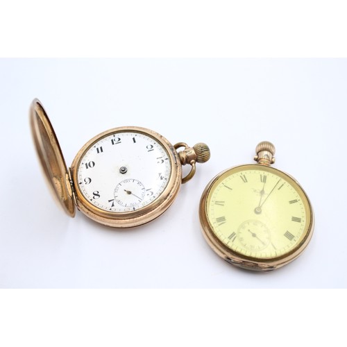 505 - 2 x Vintage Gents Rolled Gold Open Face / Full Hunter POCKET WATCHES Hand-Wind   SPARES & REPAIRS / ... 