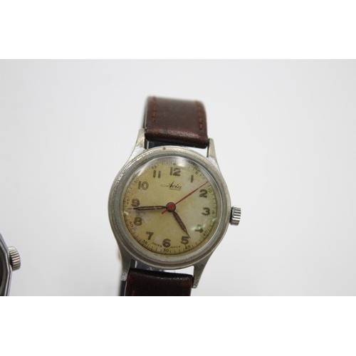 507 - 2 x Vintage Gents Military Style WRISTWATCHES Hand-Wind WORKING Inc. AVIA Etc.     117135