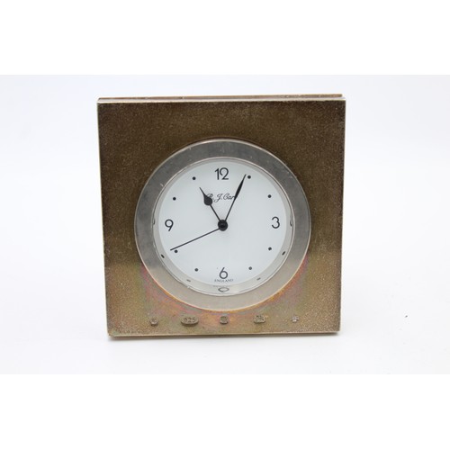 508 - 2 x R. CARR Hallmarked .925 SILVER Fronted Desk / Bedside CLOCKS Quartz WORKING     117091