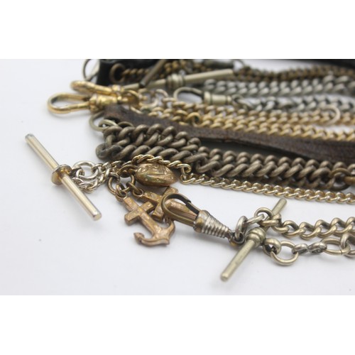 514 - 12 x Antique / Vintage POCKET WATCH CHAINS / ALBERTS Inc. Rolled Gold Charms Etc      349436