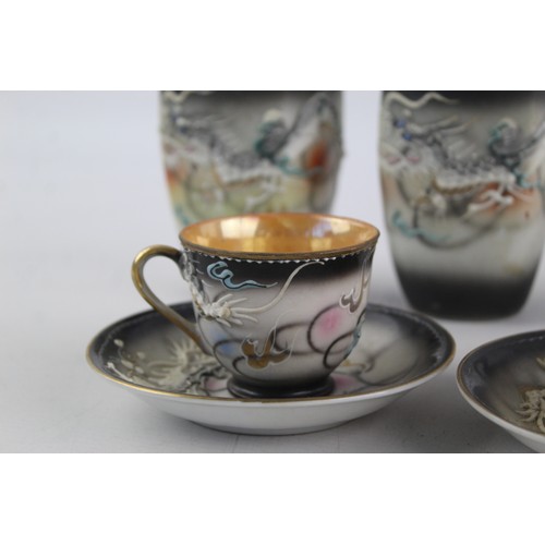 351 - 12 x Vintage Fairylight Japanese MORIAGE Dragonware Set Inc Cups, Saucers, Vases       627597