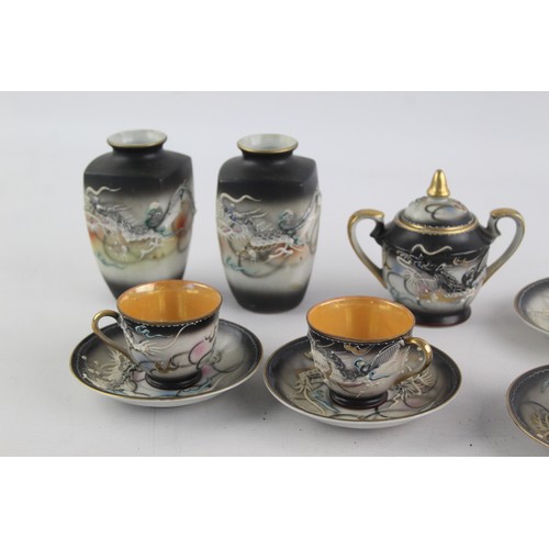 351 - 12 x Vintage Fairylight Japanese MORIAGE Dragonware Set Inc Cups, Saucers, Vases       627597