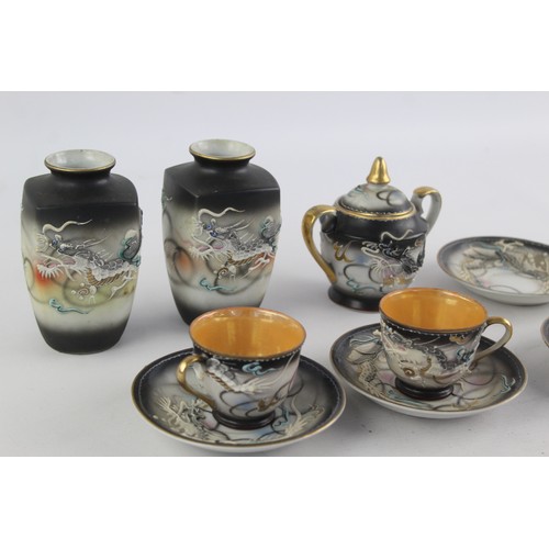 351 - 12 x Vintage Fairylight Japanese MORIAGE Dragonware Set Inc Cups, Saucers, Vases       627597