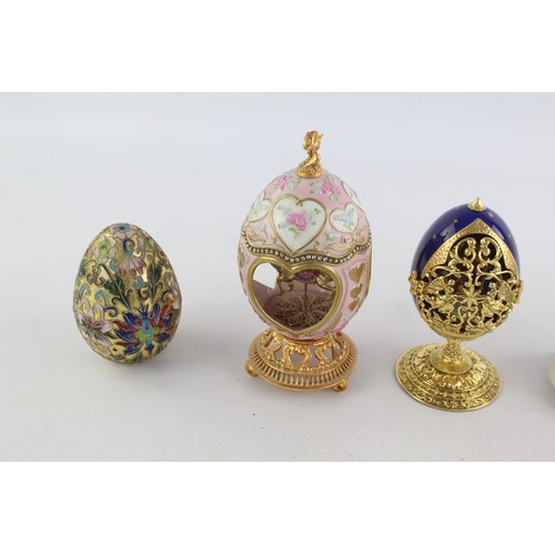 369 - 8 x Vintage Assorted DECORATIVE EGG Ornaments Inc Cream, Blue, Enamel Etc     627596