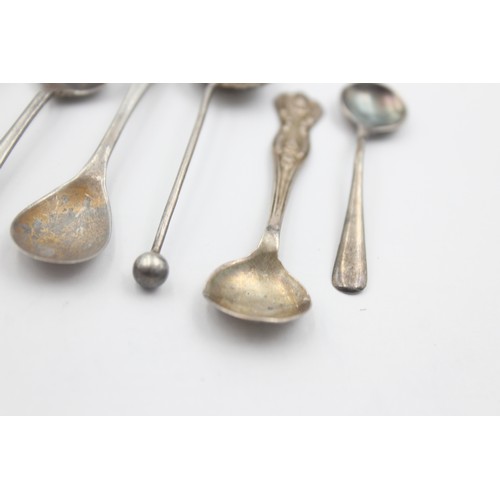 370 - 8 x Antique / Vintage Hallmarked .925 STERLING SILVER Condiment Spoons (45g)     664681