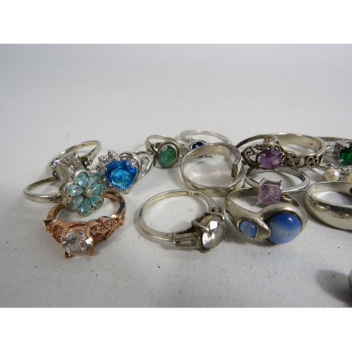 318 - Various sterling silver and costume jewellery ladies rings.