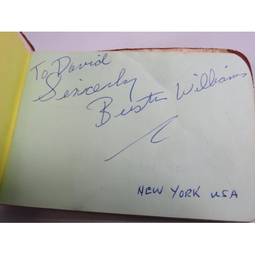 330 - Vintage Autograph book with many signatures including Sid James and Babara Windsor.