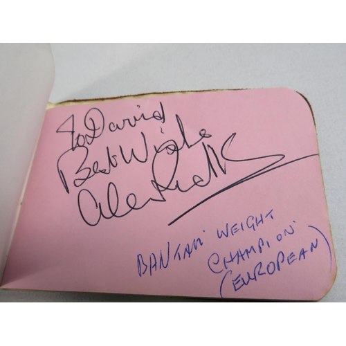 330 - Vintage Autograph book with many signatures including Sid James and Babara Windsor.