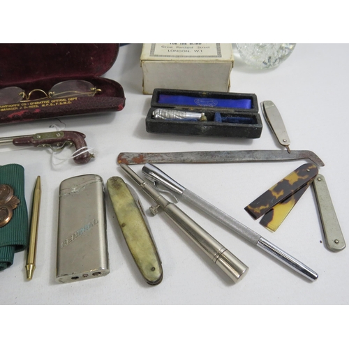 653 - Interesting mixed collectables lot including Nurses belt, Cards for the blind etc.