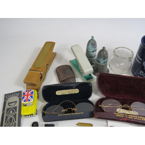 653 - Interesting mixed collectables lot including Nurses belt, Cards for the blind etc.