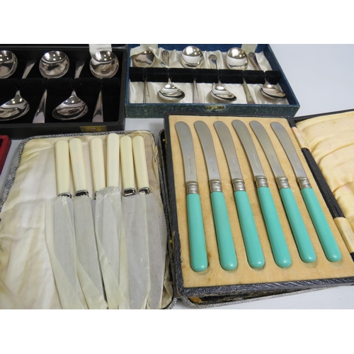 660 - Large selection of vintage cutlery sets, butter knives etc.