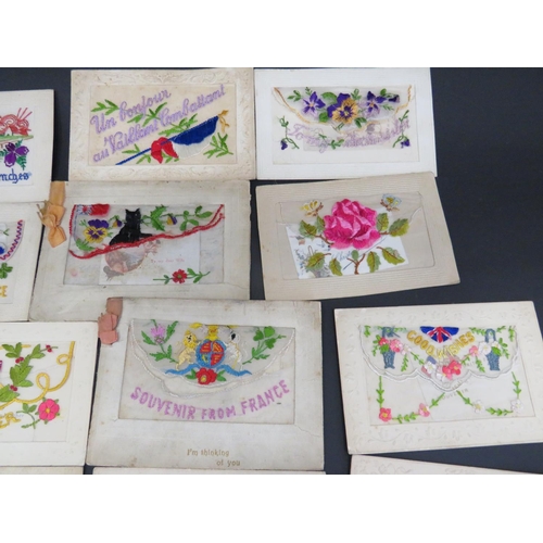 537 - Selection of WW1 Fabric postcards. See photos.