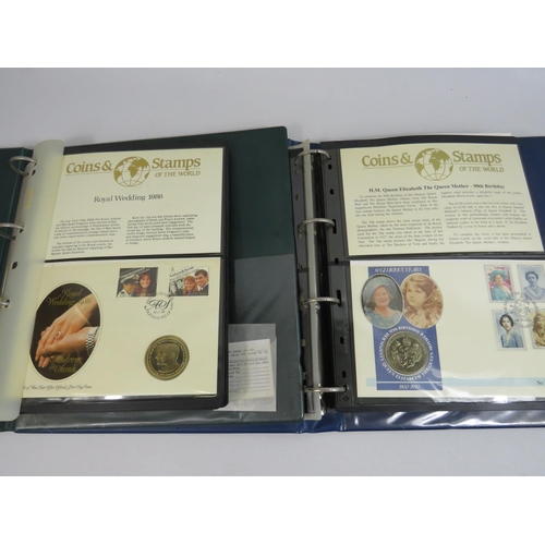 554 - Two well presented albums of Coins and stamps of the world.  See photos.