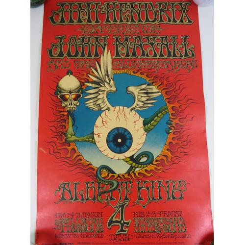 572 - Small 1960's Poster advertising a concert of Jimi Hendrix and John Mayall.  Approx 22 x 14 inches. S... 