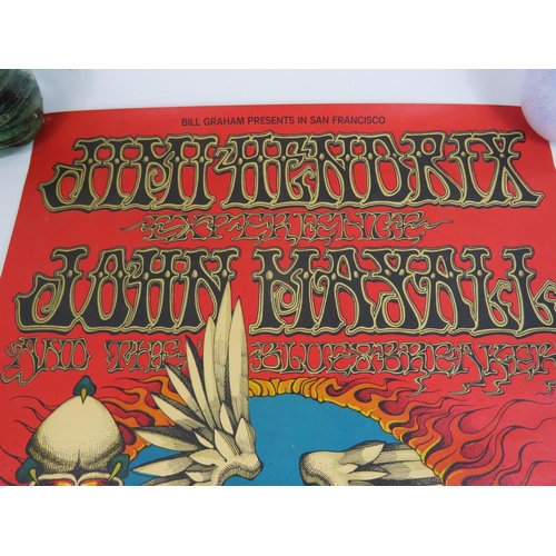 572 - Small 1960's Poster advertising a concert of Jimi Hendrix and John Mayall.  Approx 22 x 14 inches. S... 