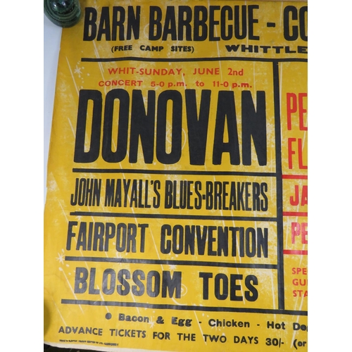 577 - Large and Coloufull 1960's Gig poster for BB & Dance. Features Donovan, Fairport Convention, Fleetwo... 