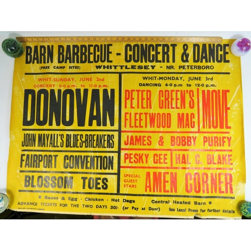 577 - Large and Coloufull 1960's Gig poster for BB & Dance. Features Donovan, Fairport Convention, Fleetwo... 