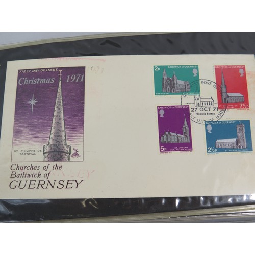 556 - Well presented leatherette bound album of Channel Islands first day covers. Approx 80+ covers. See p... 