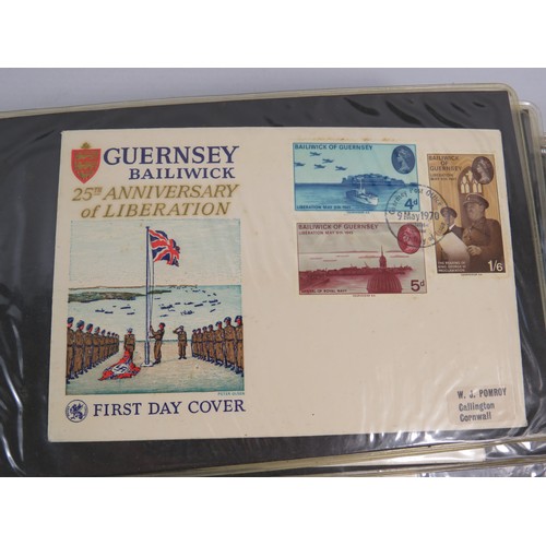 556 - Well presented leatherette bound album of Channel Islands first day covers. Approx 80+ covers. See p... 