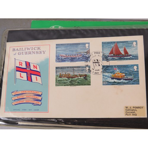 556 - Well presented leatherette bound album of Channel Islands first day covers. Approx 80+ covers. See p... 