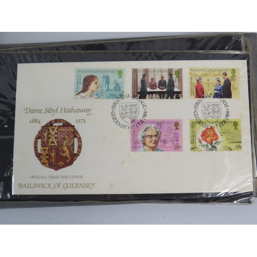 556 - Well presented leatherette bound album of Channel Islands first day covers. Approx 80+ covers. See p... 